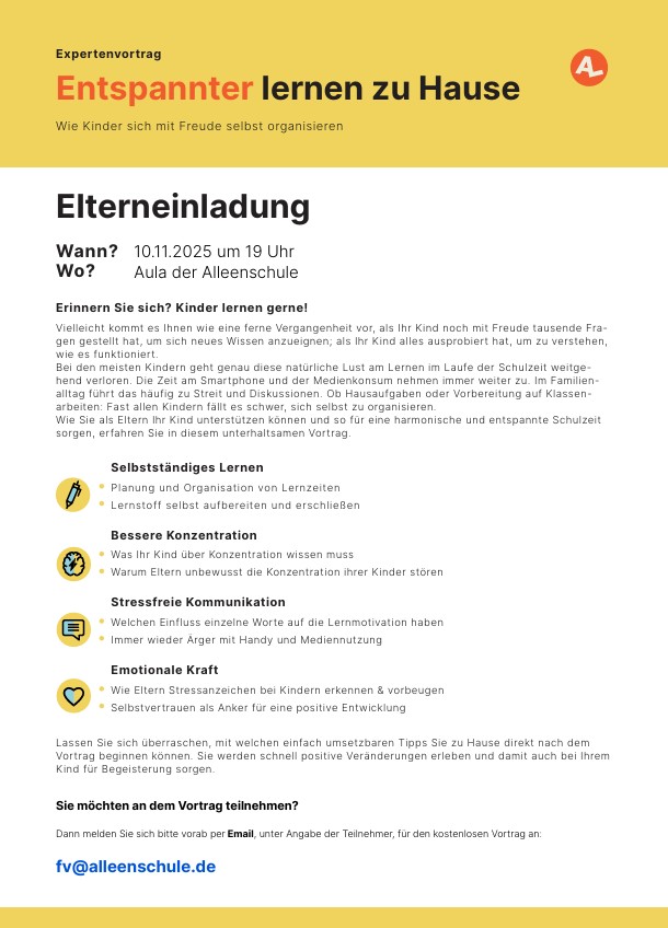 Expertenvortrag „Entspannter lernen zu Hause“ Bild